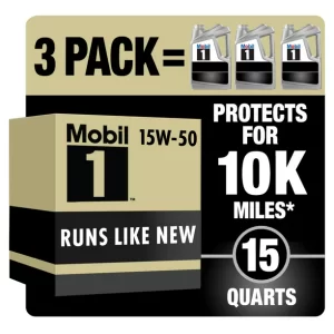 (3 pack) Mobil 1 Advanced Full Synthetic Motor Oil 15W-50, 5 qt (3 Pack)