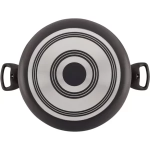 Farberware Dishwasher Safe Aluminum Nonstick Stockpot with Lid, 10.5 Quart, Black