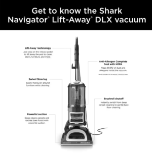 Navigator Lift-Away DLX Bagless Corded HEPA filter Upright Vacuum for Multi-Surface and Pet Hair in Black - UV440