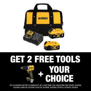 DEWALT DCD805BWCB246CK 20-Volt Compact Cordless 1/2 in. Hammer Drill with 6.0 Ah and 4.0 Ah Batteries, Charger and Bag