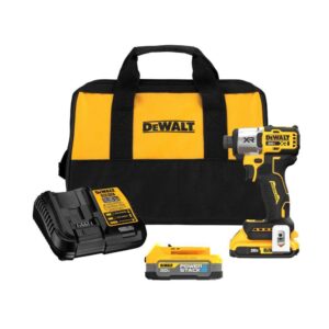 DEWALT DCF845D1E1 20V MAX XR Lithium-Ion Cordless Brushless 1/4 in. 3-Speed Impact Driver Kit with 2Ah and 1.7Ah Batteries, Charger & Bag