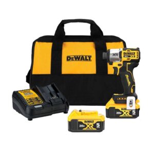 DEWALT DCF845P2 20-Volt MAX XR Lithium-Ion Cordless Brushless 1/4 in. 3-Speed Impact Driver Kit with (2) 5.0 Ah Batteries, Charger & Bag