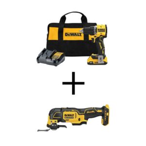 DEWALT DCD794D1WCS354B ATOMIC 20-Volt Lithium-Ion Cordless Compact 1/2 in. Drill/Driver Kit and Oscillating Tool w/2Ah Battery, Charger and Bag