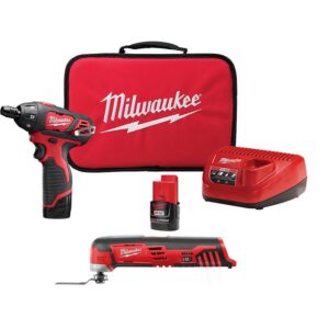 Milwaukee 2401-22-2426-20 M12 12V Lithium-Ion Cordless 1/4 in. Hex Screwdriver Kit with M12 Lithium-Ion Cordless Multi-Tool (Tool Only)
