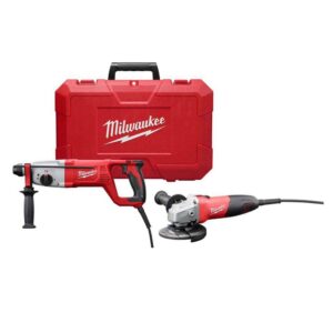 Milwaukee 5262-21-6130-33 8 Amp Corded 1 in. SDS D-Handle Rotary Hammer w/7 Amp Corded 4-1/2 in. Small Angle Grinder with Sliding Lock-On Switch