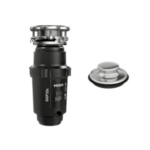 MOEN GXP33C-KIT01 Lite Series 1/3 HP Continuous Feed Garbage Disposal including Stainless Drain Stopper