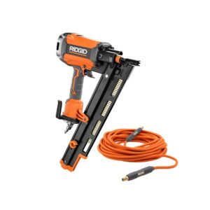 RIDGID R350RHF-R5025LF Pneumatic 21-Degree 3-1/2 in. Round Head Framing Nailer with 1/4 in. 50 ft. Lay Flat Air Hose