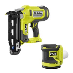 RYOBI P326-PCL406B ONE+ 18V 16-Gauge Cordless AirStrike Finish Nailer with Cordless 5 in. Random Orbit Sander (Tools Only)
