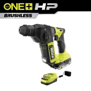 RYOBI PSBRH01K1 ONE+ HP 18V Brushless Cordless Compact 5/8 in. SDS Rotary Hammer Kit with 2.0 Ah HIGH PERFORMANCE Battery and Charger