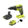 RYOBI P225-PSK005 ONE+ 18V Brushless Cordless Drywall Screw Gun with 2.0 Ah Battery and Charger