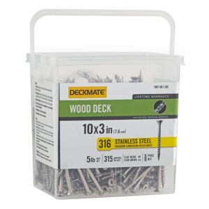 Deckmate 867170 Marine Grade Stainless Steel #10 X 3 in. Wood Deck Screw 5lb (Approximately 315 Pieces)