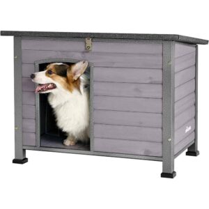 aivituvin AIR75 Wooden Heavy-Duty Dog Crates House with Strong Iron Frame, Large Size, Gray
