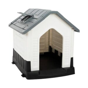EdenBranch 743001 Small Plastic Dog House - Grey and White