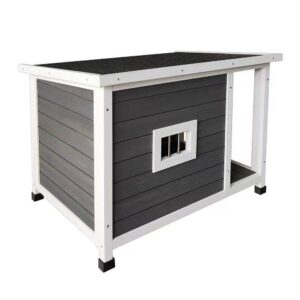 Foobrues OR-23173971 33.46 in. W Wooden Dog House in Gray