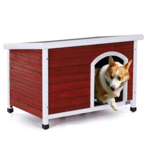 Foobrues MAR230371P 40.80 in. W Wooden Dog Houses Weatherproof for Medium Dog in Red