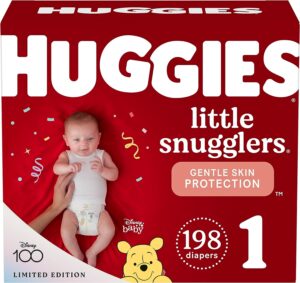Huggies Size 1 Diapers, Little Snugglers Newborn Diapers, Size 1 (8-14 lbs), 198 Count