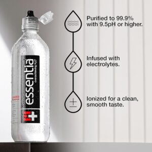 Essentia Bottled Water Ionized Alkaline Water 99.9 Pure Infused with Electrolytes 9.5 pH or Higher with a Clean Smooth Taste 23.67 Fl Oz Pack of 24 1