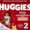 Huggies Size 2 Diapers, Little Snugglers Baby Diapers, Size 2 (12-18 lbs), 180 Count