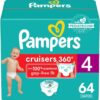 Pampers Cruisers 360 Diapers Size 4, 64 count - Disposable Diapers
