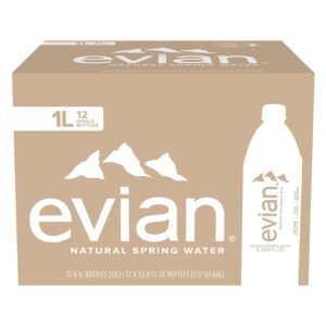 evian Natural Spring Water Naturally Filtered Spring Water in Large Bottles 33.81 Fl Oz Pack of 12 1