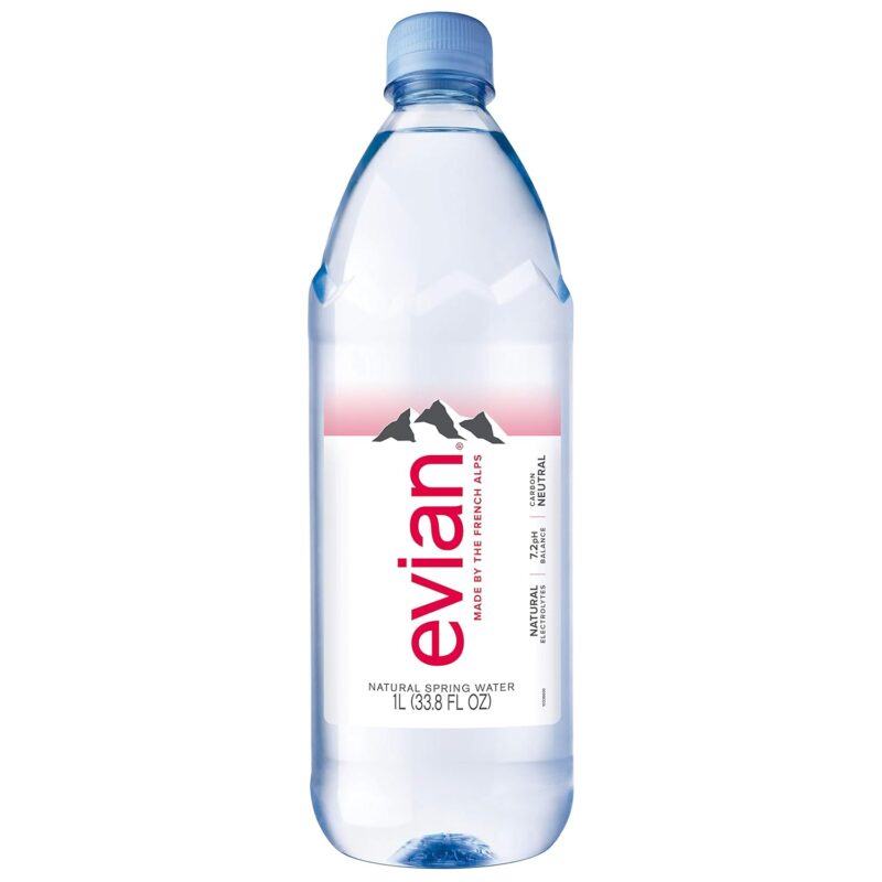evian Natural Spring Water Naturally Filtered Spring Water in Large Bottles 33.81 Fl Oz Pack of 12 2